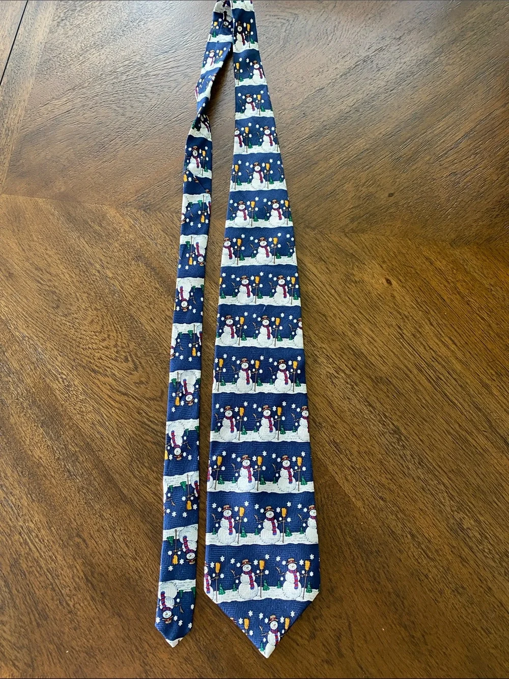 Vintage Robert Stock 100% Silk Holiday Snowman & Broom Novelty Necktie